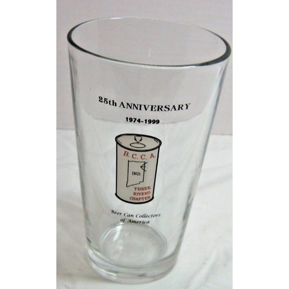 1999 25TH ANNIVERSARY BCCA BEER CAN COLLECTORS OF AMERICA THREE RIVERS GLASS ar